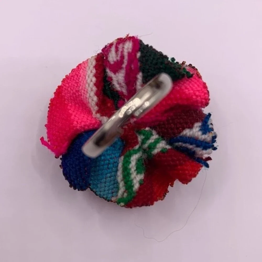 Fabric Rose Adjustable Ring